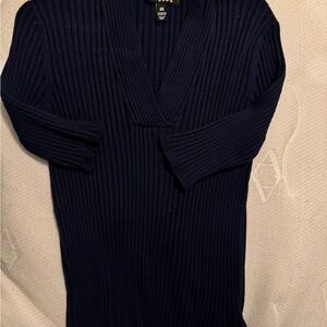 George Women's Long Sleeve Ribbed Tee - Navy